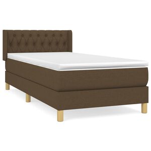 vidaXL Cama box spring con colch&oacute;n tela marr&oacute;n oscuro 90x190 cm