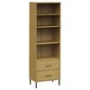 vidaXL Librer&iacute;a con 2 cajones OSLO madera maciza marr&oacute;n 60x35x180 cm