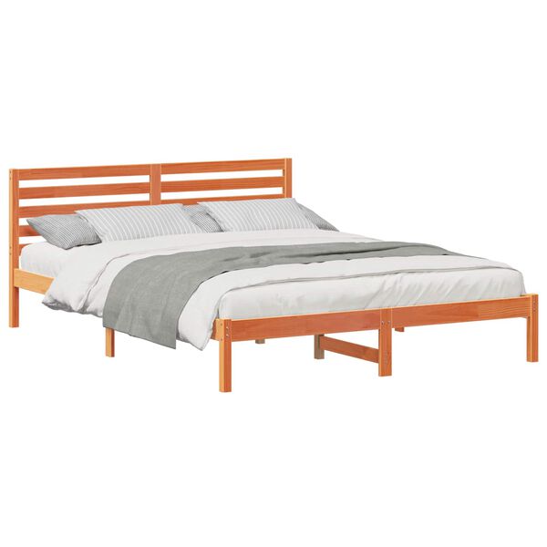 vidaXL Estructura de cama con cabecera Marrón cera 160 x 210 cm