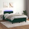 vidaXL Cama box spring colch&oacute;n y LED terciopelo verde oscuro 120x200cm