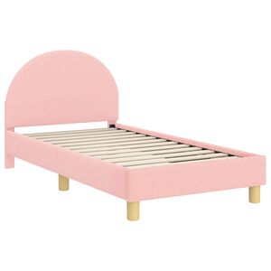 vidaXL Cama para ni&ntilde;os con cabecero Rosa 80 x 160 cm Tela de Oveja