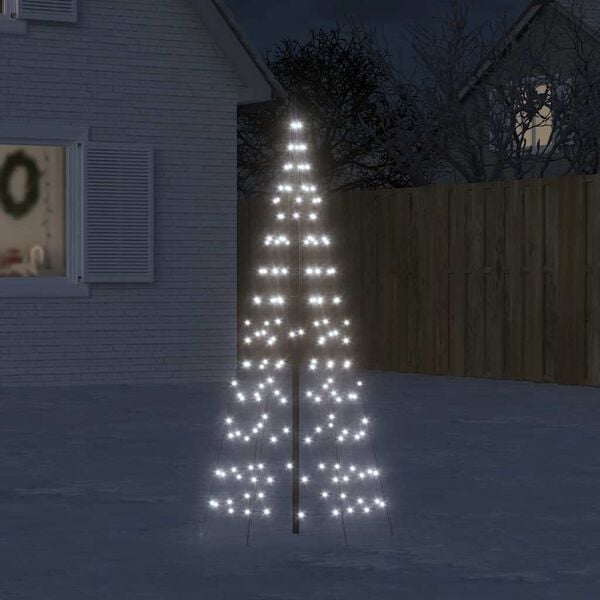 vidaXL &Aacute;rbol de Navidad en asta de bandera 200 LED blanco fr&iacute;o 180 cm
