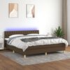 vidaXL Cama box spring con colch&oacute;n LED tela marr&oacute;n oscuro 180x200 cm