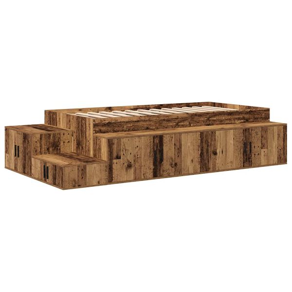 vidaXL Cama con almacenamiento Madera Vieja 90 cm Madera contrachapada