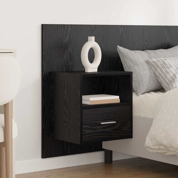 vidaXL Cabecero con Mueble 3 pcs Roble Negro Madera de ingenier&iacute;a