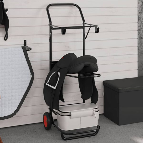 vidaXL Carrito de silla de montar plegable acero negro