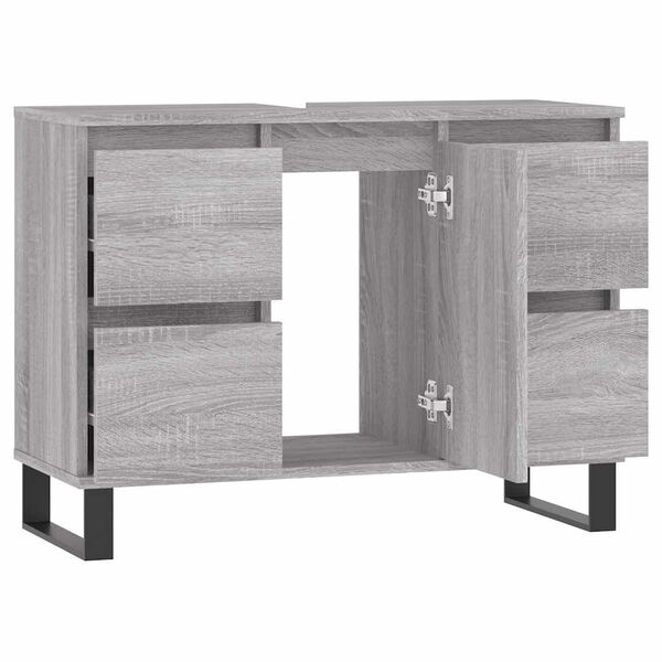 vidaXL Mueble de ba&ntilde;o madera de ingenier&iacute;a gris Sonoma 80x33x60 cm