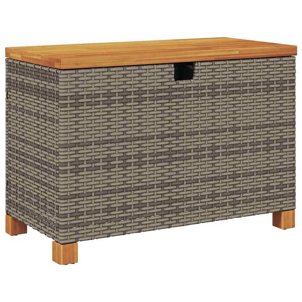 vidaXL Caja de almacenaje jardín madera acacia ratán gris 80x40x48 cm