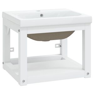 vidaXL Estructura de ba&ntilde;o con lavabo incorporado hierro blanco