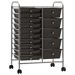 vidaXL Carrito de almacenaje port&aacute;til XXL 15 cajones pl&aacute;stico negro