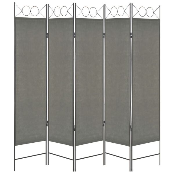 vidaXL Biombo divisor de 5 paneles gris antracita 200x180 cm