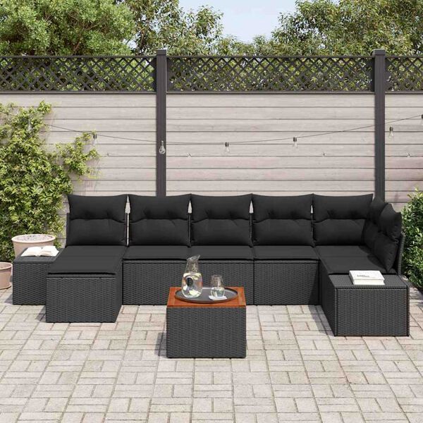 vidaXL Conjunto de sof&aacute; de jard&iacute;n 8 pcs Negro