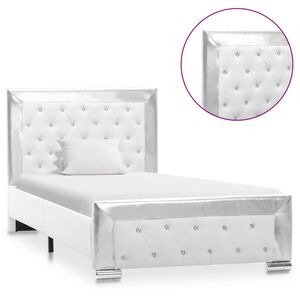 vidaXL Estructura de cama de cuero sint&eacute;tico blanco 90x200 cm