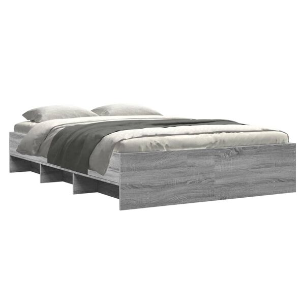 vidaXL Estructura de cama madera de ingeniería gris Sonoma 140x200 cm