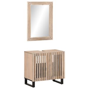 vidaXL Conjunto de muebles de baño 2 piezas madera maciza de mango
