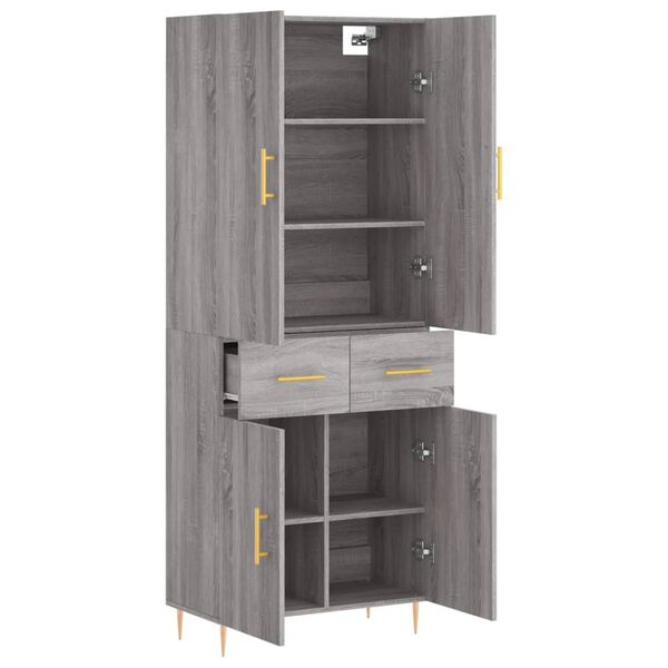vidaXL Aparador alto madera contrachapada gris sonoma 69,5x34x180 cm