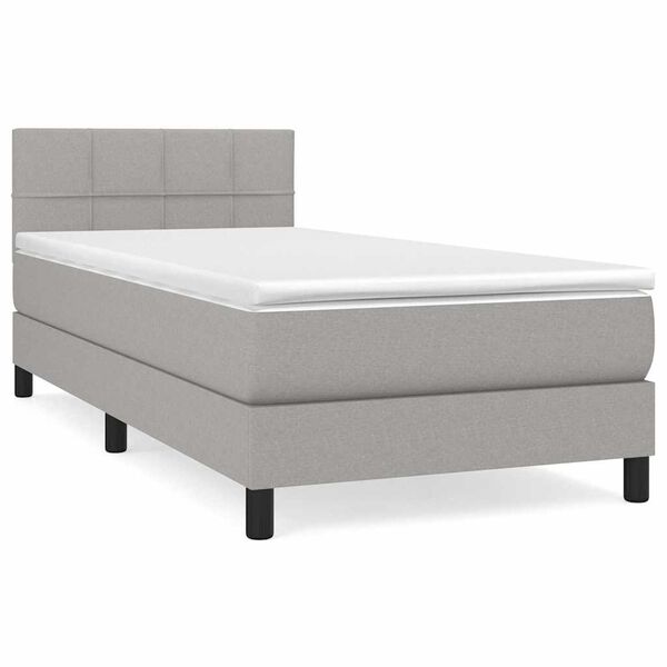 vidaXL Cama box spring con colchón tela gris claro 80x200 cm