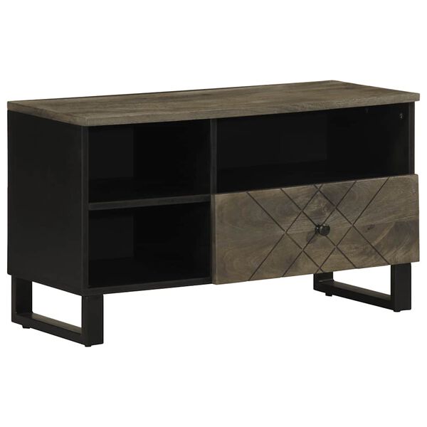 vidaXL Mueble de TV madera maciza de mango negro 80x33x46 cm