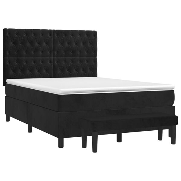 vidaXL Cama box spring con colch&oacute;n terciopelo negro 140x190 cm