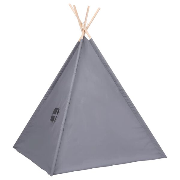 vidaXL Tienda tipi ni&ntilde;os y bolsa piel de melocot&oacute;n gris 120x120x150cm