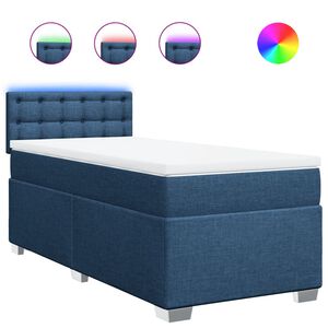 vidaXL Cama box spring con colch&oacute;n tela azul 80x200 cm