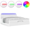vidaXL Cama otomana colch&oacute;n&LED cuero sint&eacute;tico blanco puro 160x200cm