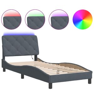 vidaXL Estructura de cama con LED sin colch&oacute;n terciopelo gris oscuro 80x200 cm