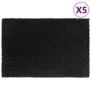 vidaXL Felpudos 5 unidades fibra de coco negro 40x60 cm