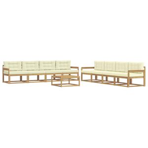 vidaXL Conjunto de sof&aacute;s de exterior 9 pcs Blanco y Crema