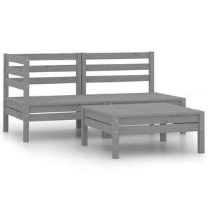 vidaXL Conjunto de muebles de jard&iacute;n 3 piezas madera maciza pino gris
