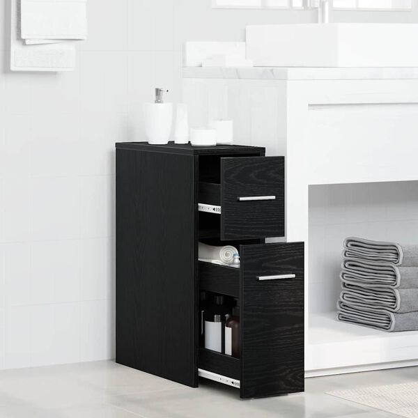 vidaXL Juego de muebles de ba&ntilde;o Roble Negro 22 x 44 x 61.5 cm
