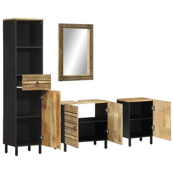 vidaXL Conjunto de muebles de ba&ntilde;o 4 piezas madera maciza de mango