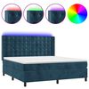vidaXL Cama box spring colch&oacute;n y LED terciopelo azul oscuro 160x200 cm