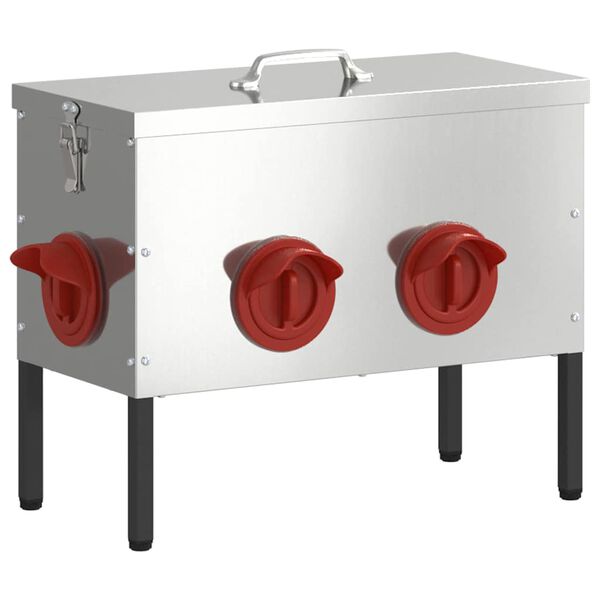 vidaXL Comedero para pollos 2 pcs Plateado 41,5 x 20,5 x 33 cm