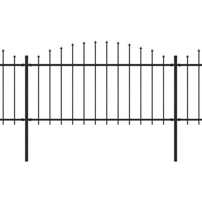 vidaXL Valla de jardín con puntas de lanza acero negro (1,25-1,5)x3,4m