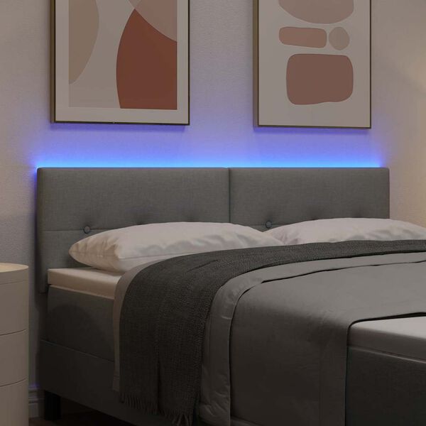 vidaXL Cabecero LED con tira de luces LED Gris Claro 144 cm Poli&eacute;ster