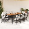 vidaXL Set de comedor de jard&iacute;n 9 pzas y cojines rat&aacute;n sint&eacute;tico negro