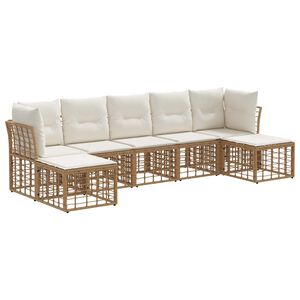 vidaXL Conjunto de sof&aacute;s de exterior Natural Poli&eacute;ster