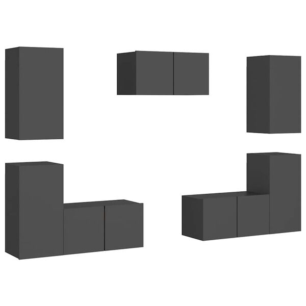 vidaXL Set de muebles de sal&oacute;n 7 piezas madera ingenier&iacute;a gris