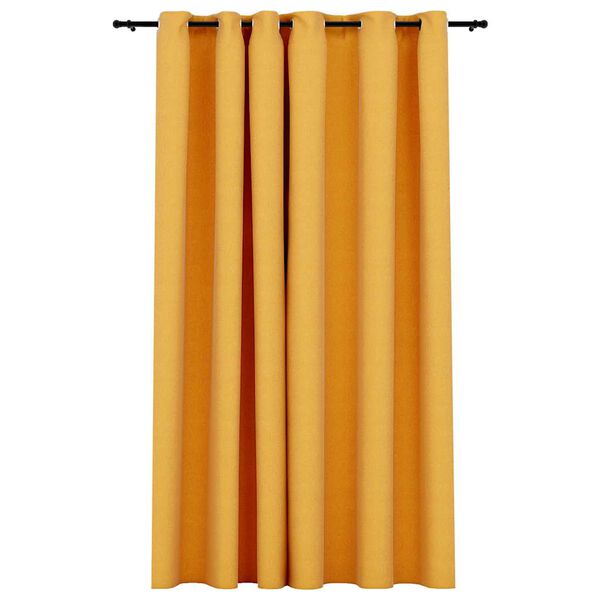 vidaXL Cortina opaca con ojales look de lino amarillo 290x245 cm