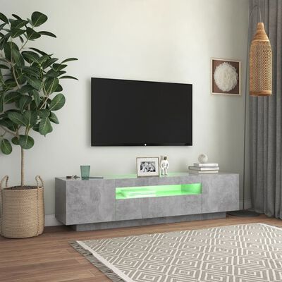 vidaXL Mueble de TV con luces LED gris hormigón 160x35x40 cm