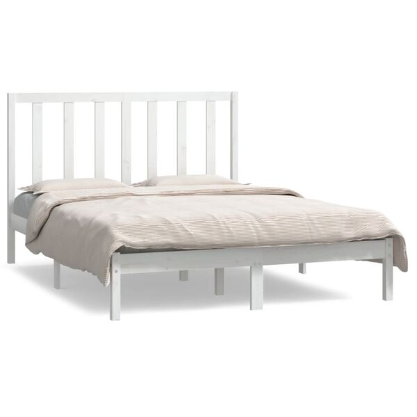 vidaXL Estructura de cama sin colch&oacute;n madera de pino blanca 140x190 cm