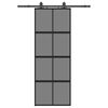 vidaXL Puerta corredera con herrajes negro 76x205 cm vidrio templado