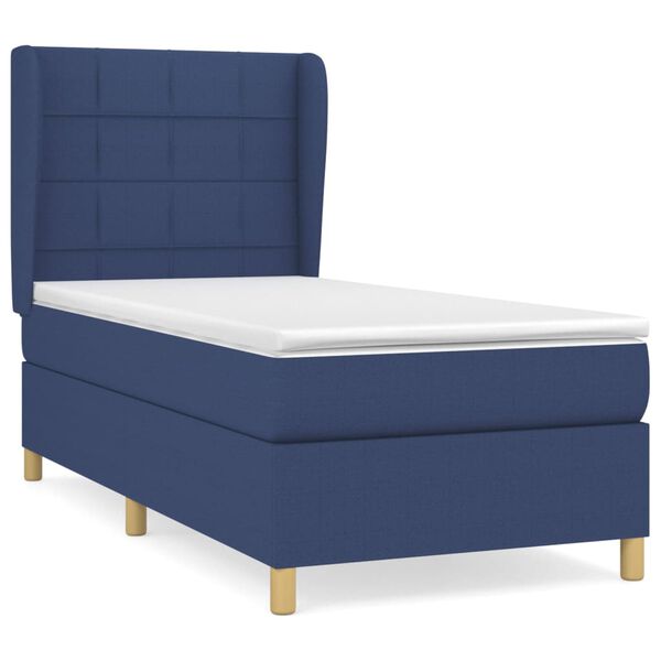 vidaXL Cama box spring con colch&oacute;n tela azul 90x200 cm