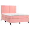 vidaXL Cama box spring colchón y LED terciopelo rosa 140x200 cm