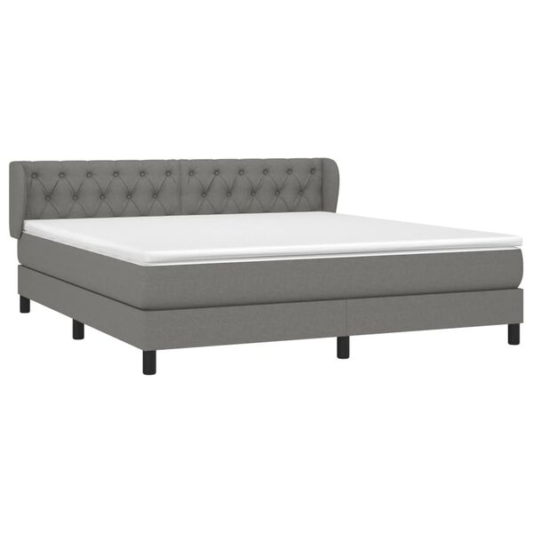 vidaXL Cama box spring con colch&oacute;n tela gris oscuro 160x200 cm