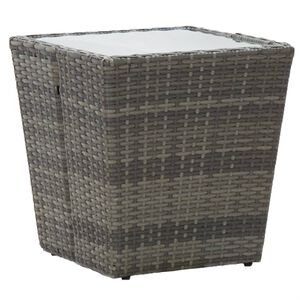 vidaXL Mesa de centro rat&aacute;n PE y vidrio templado gris 41,5x41,5x43 cm