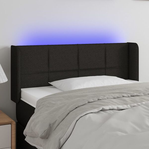 vidaXL Cabecero con LED de tela negro 103x16x78/88 cm