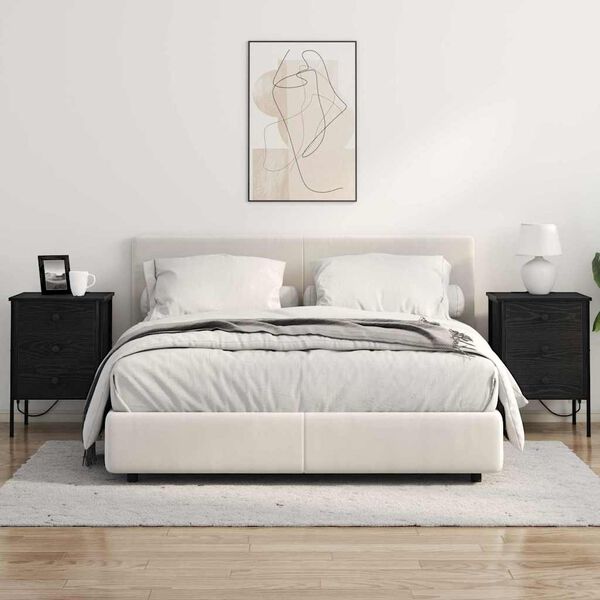 vidaXL Armario de Noche con caj&oacute;n 2 pcs Roble Negro 42 x 41 x 61 cm