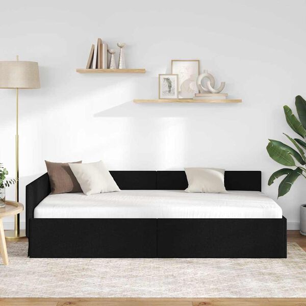 vidaXL Estructura de cama en esquina Negro 90 cm x 190 cm Terciopelo
